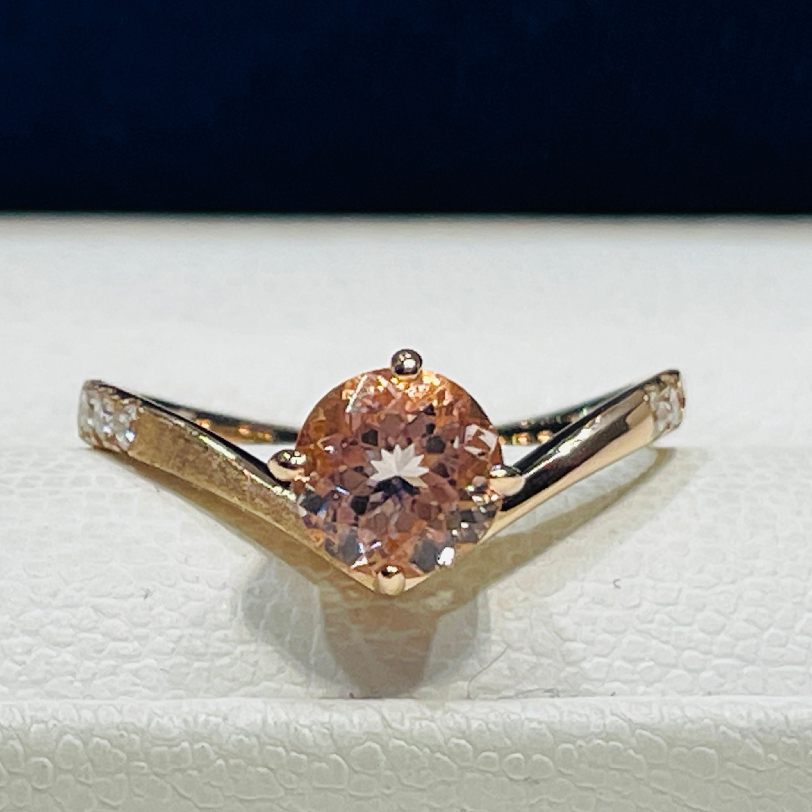 18KPG モルガナイトダイヤモンド リング 0.85CT CPRD6-D5 -SUNRISE RING 現在庫