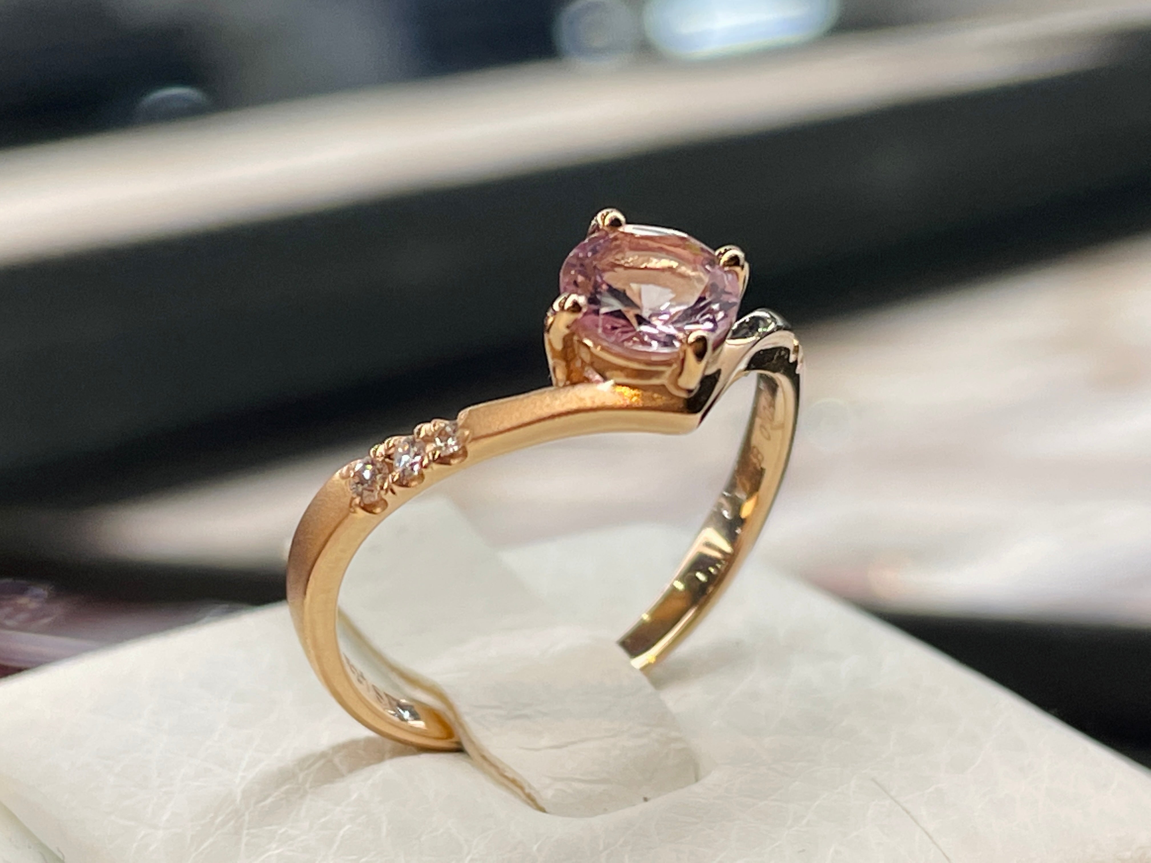 【現在庫】K18PG MORGANITE DIAMOND RING -SUNRIISE RING- PRD5.5-D5 - モルガナイト＆ザ・セレクト ～ MORGANITE N THE SELECTS
